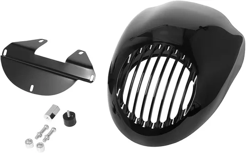 Parabrisas de motocicleta Retro Cafe Racer Parrilla para manillar Parabrisas Faro Carenado Cubierta Negro Compatible con Harley Sportster Dyna XL FX
