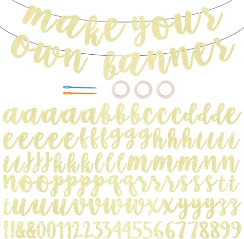 Miniatura 9 de BEISHIDA Kit de 116 pancartas de la A a la Z para hacer tu propia bandera, incluye 111 letras y números, 3 cuerdas y 2 dispositivos de roscado