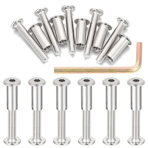 Miniatura 9 de Juego de 25 tornillos de metal para muebles M6x15mm Silver para muebles, juego de brocas hexagonales métricas, tornillos de cubierta de metal