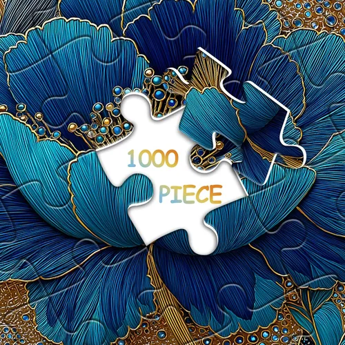 Miniatura 7 de Rompecabezas de flores azules para adultos de 1000 piezas, hermosos rompecabezas florales elegantes vintage, rompecabezas con temática de plantas