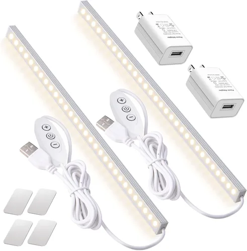 DWEPTU Paquete de 2 Luces LED Debajo del Gabinete Regulables Luces Debajo del Gabinete con Alimentación USB para Luz de Armario Barra de Luz Debajo