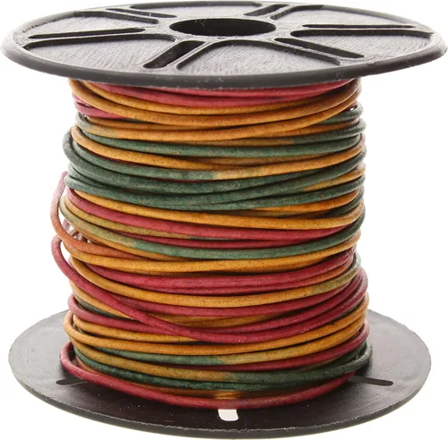 Miniatura 37 de The Beadsmith Cordón de cuero – Negro – Bobina de 0.039 in – 5 yardas/14.8 ft – Tanga de cuero indio ideal para trenzar, cuentas, collares, cordones