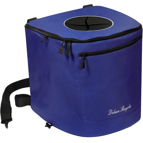 Bote de basura portátil para navegar y acampar, duradero y plegable con contenedor interior, kayak, pesca, playa, senderismo y campamento, Azul