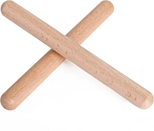 Miniatura 8 de 1 par de instrumentos de percusión musical de clavos de madera clásica de 8 pulgadas, palos de ritmo de madera natural (1 par FBA)