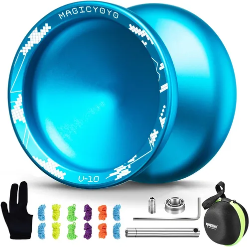 Miniatura 14 de MAGICYOYO V10 Yoyo de dedo giratorio profesional de metal Yoyo de doble propósito sensible y no sensible con estuche de almacenamiento + guante