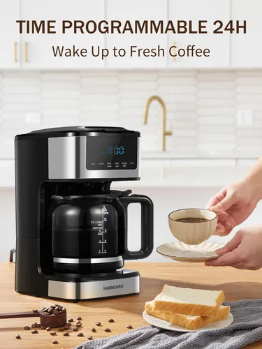 Miniatura 2 de Ihomekee Cafetera, Cafetera de Goteo Programable de 12 Tazas, Máquina de Café de Goteo Regular y Fuerte con Función de Café Helado para Hogar