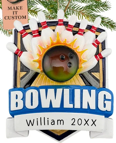 Adorno de boliche personalizado 2025 | Personalización gratuita las 24 horas | Adornos deportivos de Navidad grabados con láser para árbol |