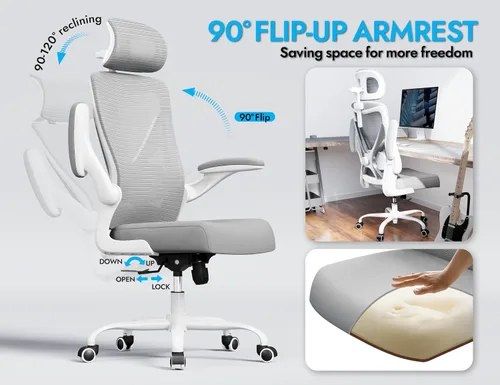 Miniatura 4 de Silla ergonómica de oficina Ergalithic - Sillas de escritorio para computadora, cómodas, de malla, con respaldo alto, silla de gaming con soporte