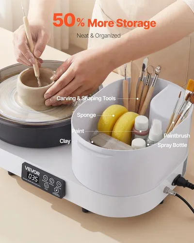 Miniatura 6 de VEVOR Rueda de cerámica de 350 W, máquina formadora de cerámica de 11.0 in, rueda de cerámica eléctrica con pedal de palanca de pies ajustables