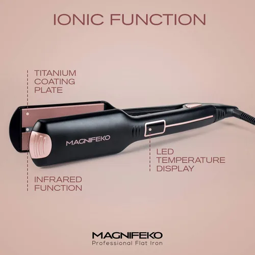 Miniatura 3 de Plancha profesional de plancha plana para el cabello, con placa ancha y pantalla digital, alisadores de pelo de titanio de doble voltaje