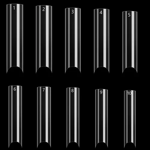 500 puntas de uñas postizas transparentes extra largas con curva C, puntas de uñas postizas acrílicas XXL con bolsa para salón de uñas y bricolaje,