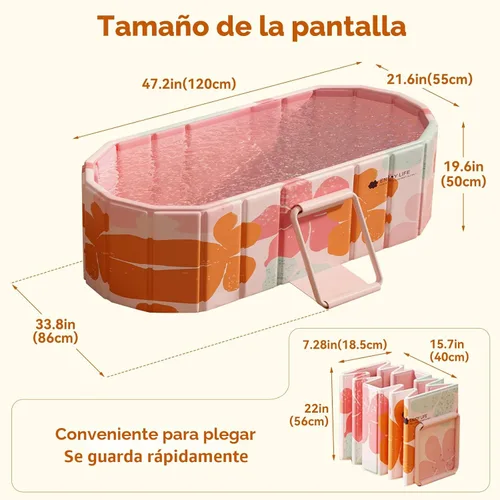 Miniatura 2 de Bañera Plegable Portátil, Bañera Independiente Sin Instalación, Bañera de Remojo SPA para Baño, Cabina de Ducha Plegable para Baños Calientes y Rosa