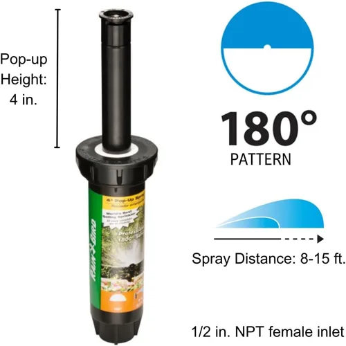 Miniatura 2 de Rain Bird 1800 Series aspersor con cabezal de rocío móvil de 4 pulgadas, con radio de cobertura de 11 a 15 pies, Negros