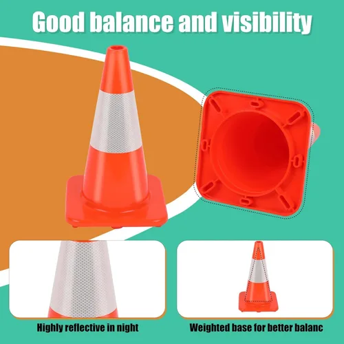 Miniatura 4 de BESEA Conos de tráfico de 12 pulgadas, conos de entrenamiento de fútbol, cono de estacionamiento de carretera con collar altamente reflectante de 4