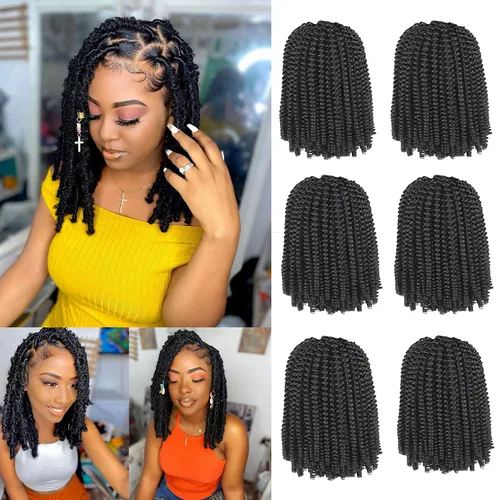 Miniatura 21 de Xtrend - Cabello trenzado de ganchillo con rizos de resorte, color rojo cobrizo, 12 pulgadas, para rizos de mariposa de imitación, extensiones