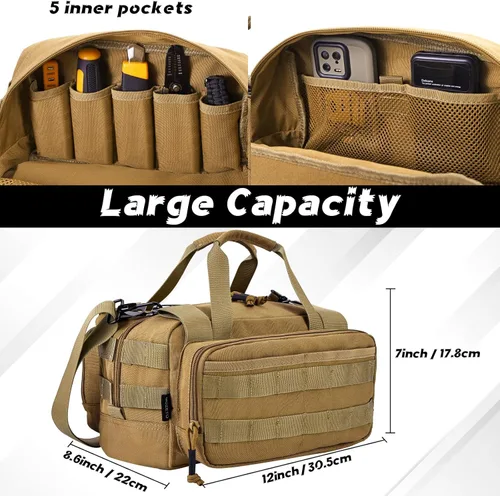 Miniatura 2 de MOZETO Bolsa de herramientas de 12 pulgadas, bolsa de herramientas táctica pequeña resistente al agua, bolsas de herramientas con asa duradera