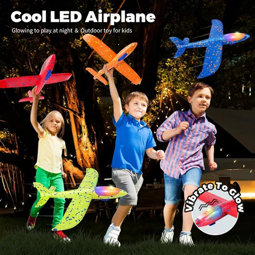 Miniatura 2 de SpringFlower Paquete de 4 juguetes voladores de avión, 4 juguetes de avión de espuma para niños de 3, 4, 5, 6, 7, 8 años, 2 modos de vuelo, avión
