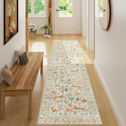 Miniatura 79 de DUKINO Alfombra de área de 6 x 9 pies, alfombra floral para sala de estar, ligera, antideslizante, lavable, alfombra de interior de pelo bajo