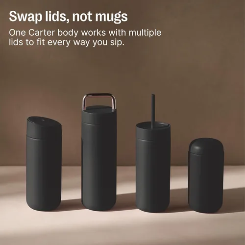 Miniatura 5 de Fellow Taza de viaje Carter Slide de 16 onzas, tapa deslizante con una sola mano, vaso de acero inoxidable aislado al vacío con interior de cerámica