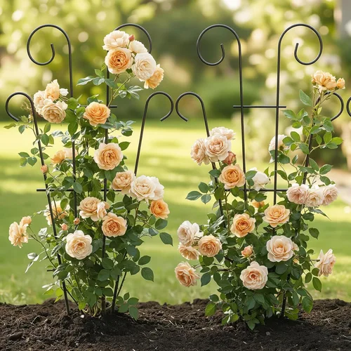 Miniatura 4 de Thealyn Paquete de 4 enrejados de 32 pulgadas para plantas en maceta, enrejado de jardín de metal para plantas trepadoras, soporte decorativo de vid
