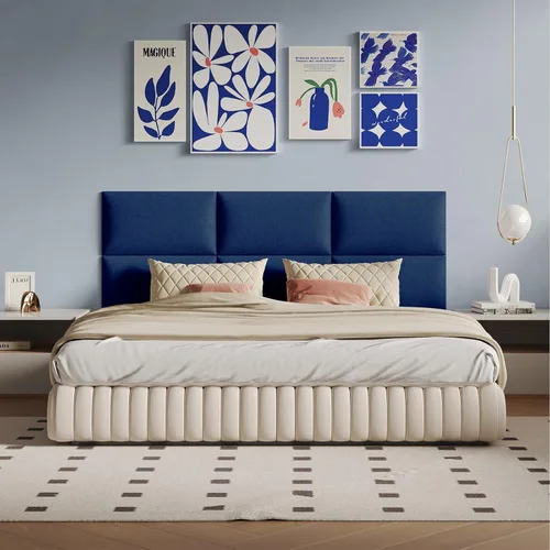 Miniatura 7 de Cabecero de palo color beige - Juego de 6 paneles montados en la pared para camas tamaño Queen, 61 x 30 cm, cabecero decorativo de fácil instalación