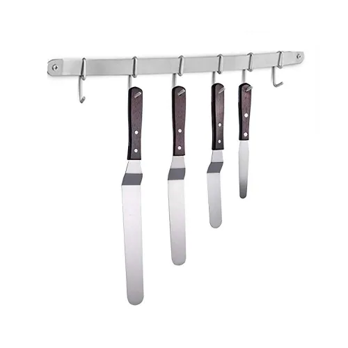 Miniatura 3 de Juego de 4 cuchillos de espátula de glaseado en ángulo para tartas, mango de madera y espátula de acero inoxidable para hornear, 4, 6, 8 y 10