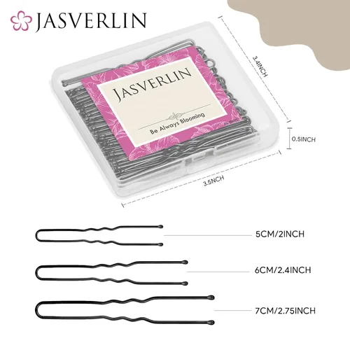 Miniatura 2 de JASVERLIN Horquillas en forma de U, color negro, tamaño surtido, pequeño y largo, para moños, peinados de boda, accesorios para mujeres y niñas, 150