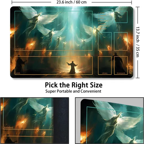 Miniatura 3 de Tapete de juego para MTG, con bolsas de almacenamiento gratis, tapete de juego de 24 x 14 pulgadas, TCG y alfombrillas de juego de mesa para cartas