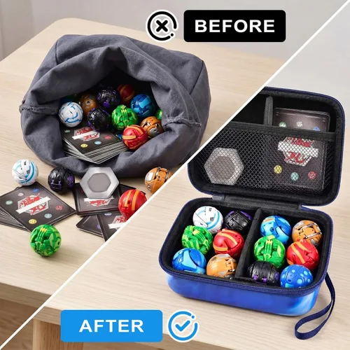 Miniatura 4 de Funda compatible con Bakugan para Baku Gear Pack, organizador de juguetes, almacenamiento para tarjetas Bakucores y figuras de acción ultra Azul