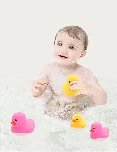 Miniatura 6 de 16 patos de goma rosa para niños, patos de goma chirriantes a granel, patos de goma para baby shower, decoración de patos de fiesta (2.2 pulgadas)
