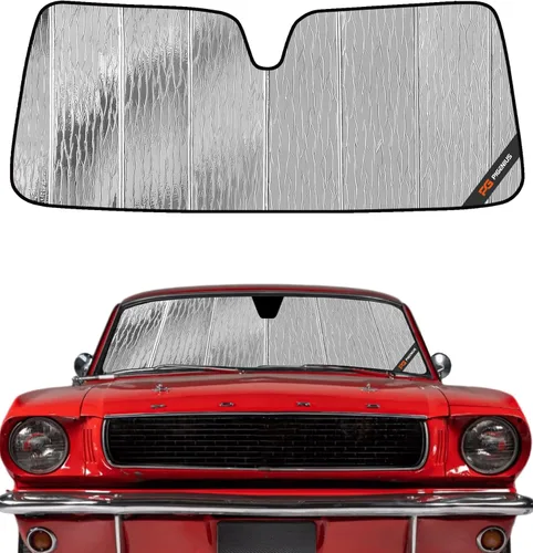 Miniatura 27 de Protección solar para parabrisas Pigenius para Ford Mustang 2015-2023 sin cámara montada en el espejo retrovisor - Metálico Plateado metálica