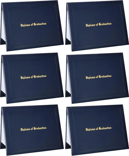 Miniatura 7 de Paquete de 6 fundas de diploma de graduación de 8.5 x 11 pulgadas, cubiertas impresas para certificados de cuero sintético para escuela secundaria