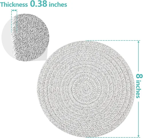 Miniatura 3 de Salvamanteles para platos calientes, ollas y sartenes, almohadillas calientes de 8 pulgadas, 5 piezas, soportes para ollas para cocina, tapete Gris