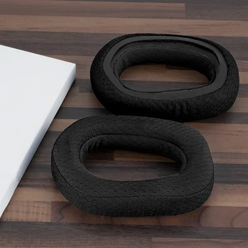 Miniatura 4 de Geekria Almohadillas de repuesto de tela de malla para auriculares Logitech G435 G335, almohadillas para los oídos con guía de video (negro)