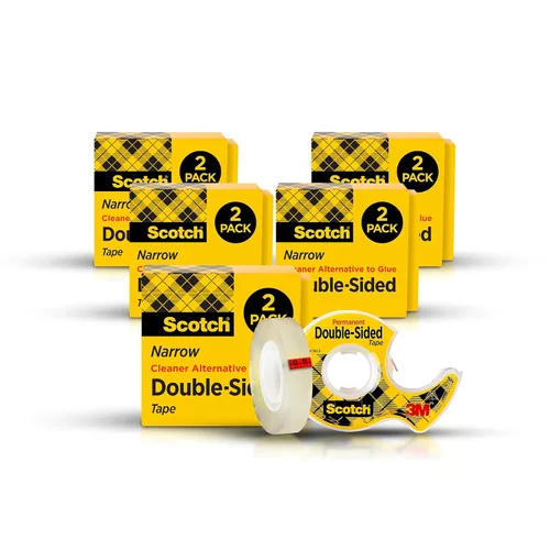 Miniatura 10 de Scotch Cinta adhesiva de doble cara, 1/2 x 500 pulgadas, permanente, paquete con 2 cajas (665-2)