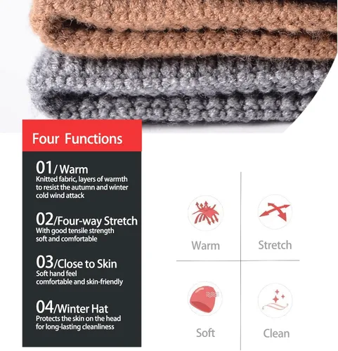 Miniatura 20 de Gorros de invierno para hombre, para exteriores, elásticos, de punto, con orejeras, resistentes al viento
