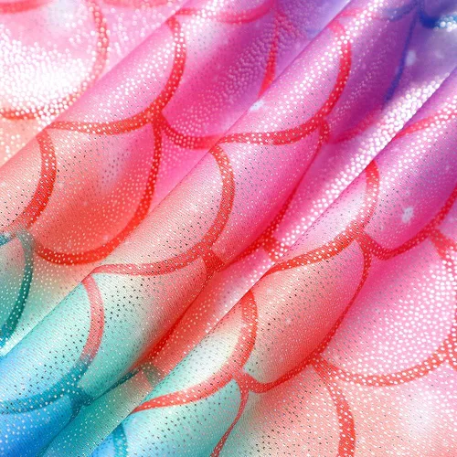 Miniatura 139 de HOZIY - Leotardos de gimnasia con pantalones cortos brillantes para niñas pequeñas; estampados de unicornio, aurora, arco iris, sirena, dinosaurio