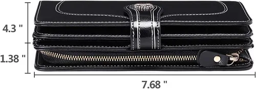 Miniatura 6 de SENDEFN - Cartera de cuero genuino para mujer con correa, 24 ranuras para tarjetas, 2 compartimentos para tarjetas de identificación, ventanas