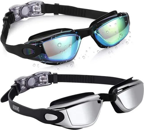 Miniatura 30 de Aegend - Gafas de natación de 2 unidades, gafas de natación para niños, niños y niñas de 3 a 14 años Azul y verde claro
