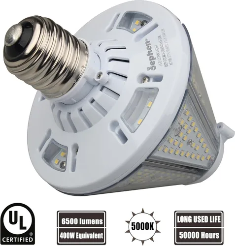 Miniatura 3 de dephen Bombilla LED de mazorca de maíz de 50 W, cono triangular de 6500 lúmenes, luz superior de poste base E26, reemplazo de halogenuros metálicos