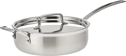 Miniatura 2 de Cuisinart MCP33-24HN MultiClad Pro de acero inoxidable de 3.5 cuartos de galón con sartén para saltear con mango auxiliar y cubierta, 3.5 cuartos