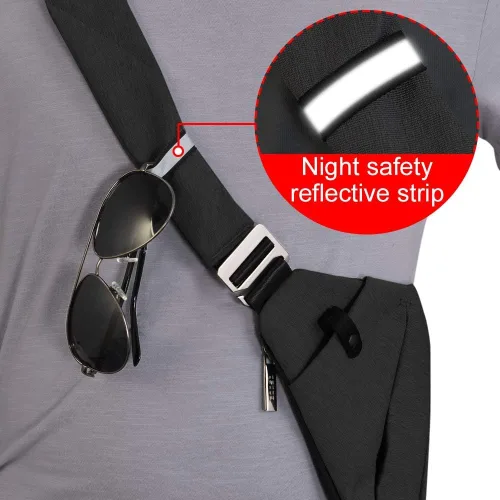 Miniatura 8 de OSOCE Bolso bandolera para hombre, bolsos cruzados antirrobo para mujer Resistente al agua negro (Black 1.0)