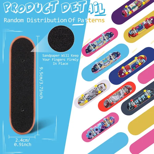 Miniatura 4 de Civaner Paquete de 10 Patinetas de Dedo DIY para Niños con Caja y Accesorios de Repuesto, Mini Patineta de Dedo Coleccionable, Kit de Juguete