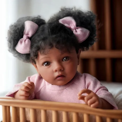 Miniatura 4 de BABESIDE Muñecas realistas de bebé Reborn de niña negra, cuerpo de vinilo suave de 20 pulgadas, muñecas de bebé recién nacidas hechas a mano