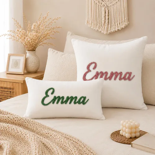 Miniatura 7 de Almohada con monograma bordada personalizada, funda de almohada lumbar con nombre personalizado, regalo para niñas, parejas y mujeres, almohadas