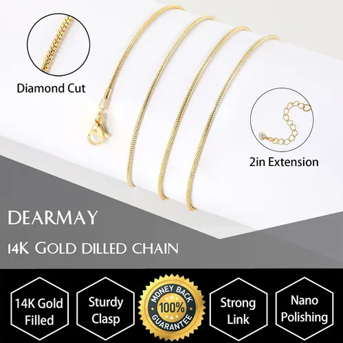 Miniatura 4 de DEARMAY 14K Gold Necklaces for Women, Dainty Layered Gold Herringbone Choker Necklace for Women Thin Chunky Snake Chain Necklaces Jewelry for Teen