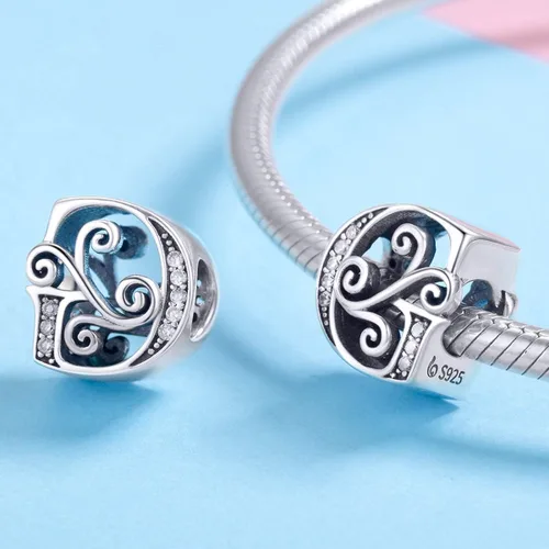Miniatura 53 de BETTY&SARAH dije de plata esterlina 925 con forma de letra, para pulseras Pandora, letra del alfabeto, joya, regalo para mujer
