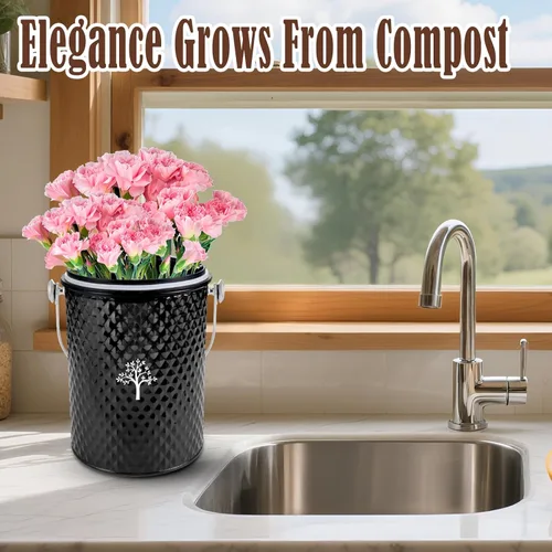 Miniatura 6 de AOSION Contenedor de compostaje para encimera de cocina, contenedor de compostaje interior inodoro con tapa y paquete de 50 bolsas de compost