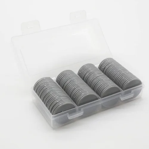 Miniatura 2 de Juego de 100 fichas de juego de fichas de póquer de plástico opaco con caja de almacenamiento (gris, 1 pulgada)