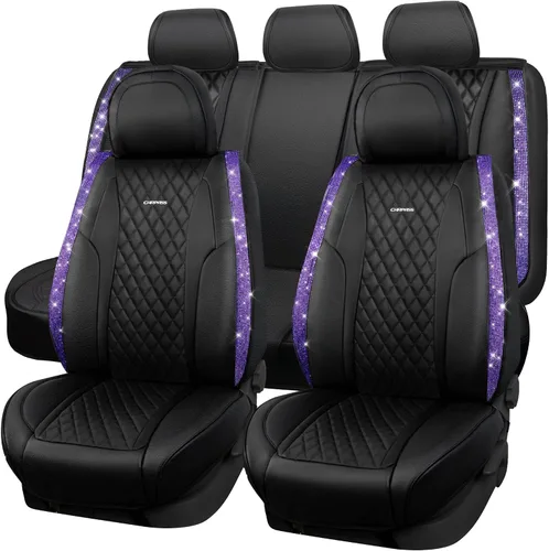 Miniatura 11 de Car Pass Funda de asiento, cuero napa rosa, asientos delanteros, impermeable, resistente, antideslizante, universal para el 95% de automóviles, SUV